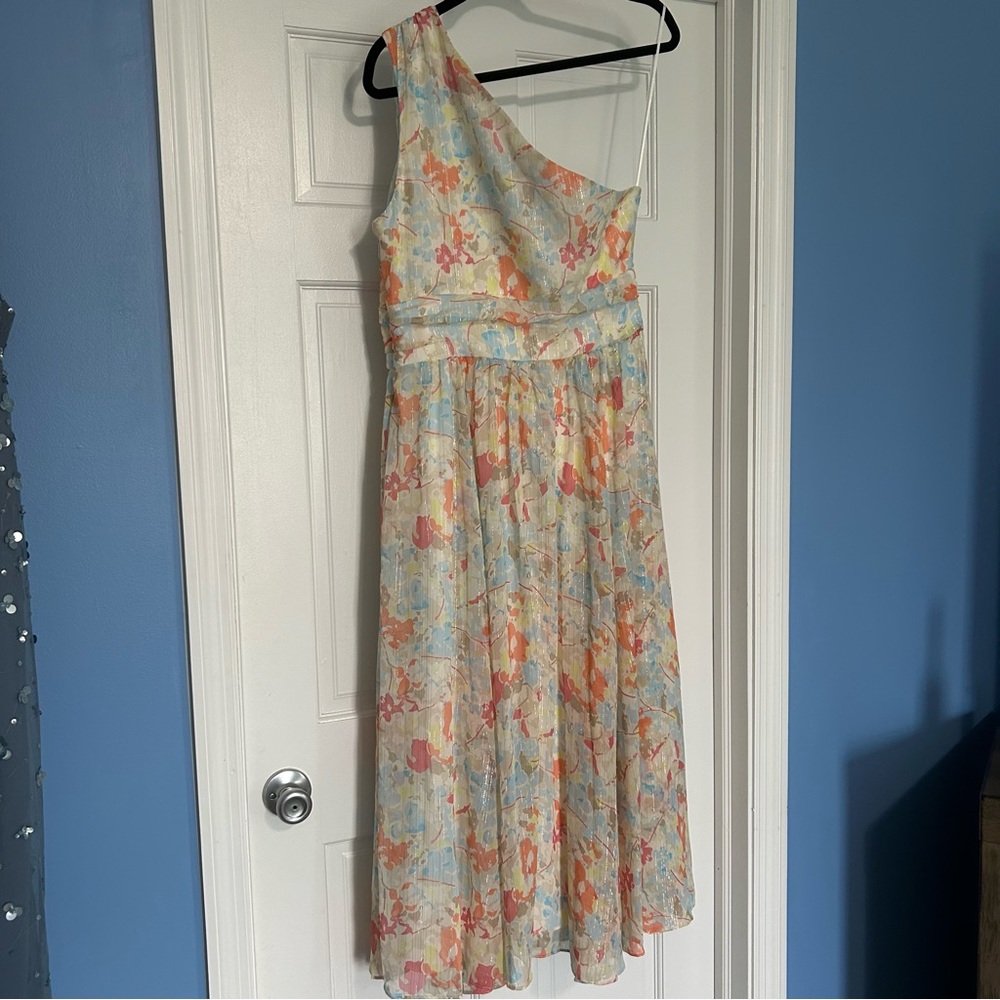 Likely Revolve Sara dress women’s 10 midi one shoulder gown floral peekaboo - Picture 12 of 16